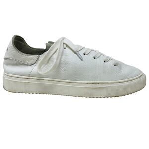 Sam Edelman Soft LEather Sneaker Lace Up Shoe White Raw Edge Casual - 8